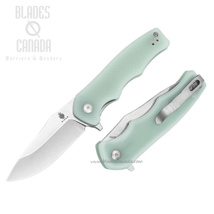Kizer Yacht Flipper Folding Knife, Stonewash Blade, G10 Jade, KIL3004A1
