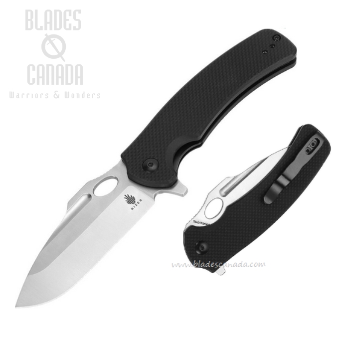 Kizer Submarine Flipper Folding Knife, Satin Blade, G10 Black, KIL3005A1