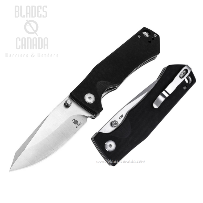 Kizer Cliff Folding Knife, Satin Blade, G10 Black, KIL4007A1