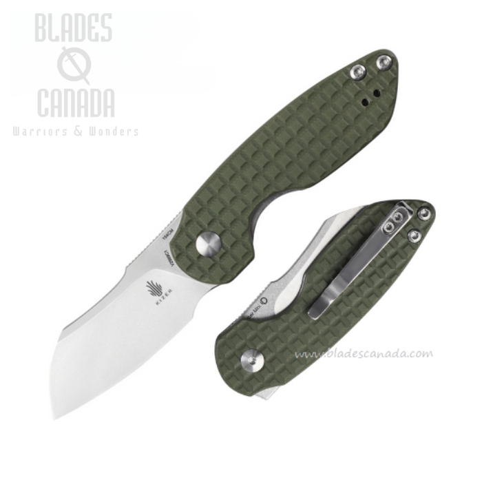 Kizer October Mini Flipper Folding Knife, 154CM Satin, G10 Green, V2569C1