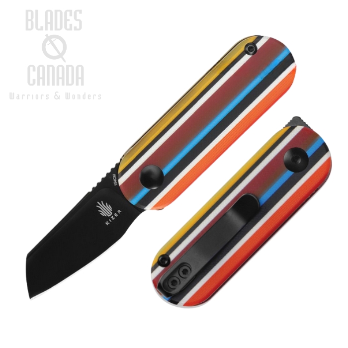 Kizer Mini Bay Slipjoint Folding Knife, Serape Series, 154CM Black, G10 Multicolour, KIV2583C1