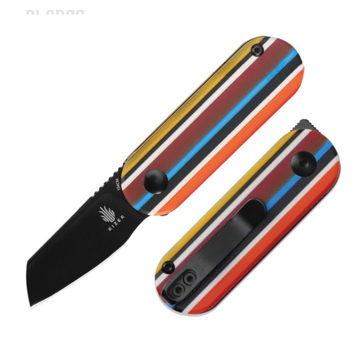 (image for) Kizer Mini Bay Slipjoint Folding Knife, Serape Series, 154CM Black, G10 Multicolour, KIV2583C1