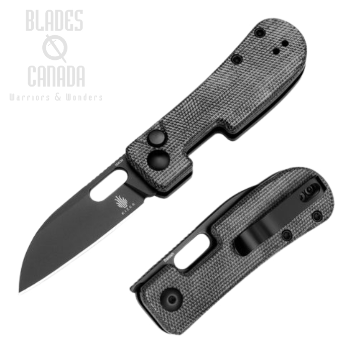 Kizer Banish Button Lock Folding Knife, 154CM Black Sheepsfoot, Micarta Black, KIV2676C1