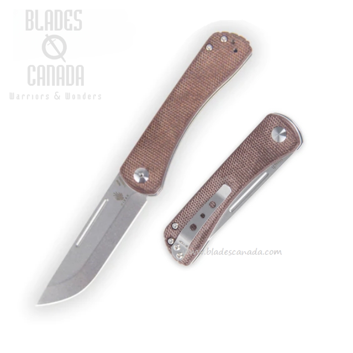 Kizer Pinch Slipjoint Folding Knife, N690, Micarta Brown, V3009N3