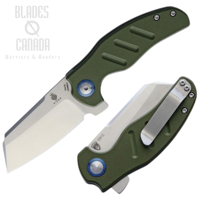 Kizer Vanguard Mini Sheepdog Folding Knife, 154CM, G10 Green, V3488C2