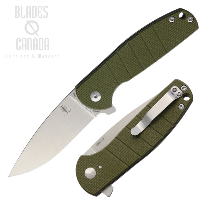 Kizer Vanguard Gemini Folding Knife, N690, G10 Green, V3471N2
