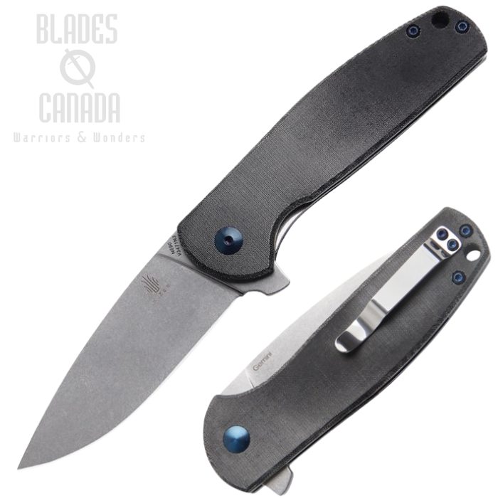 Kizer Gemini Flipper Folding Knife, N690, Micarta Black, V3471N3