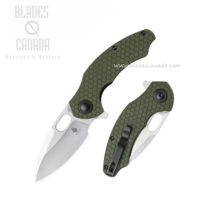 Kizer Mini Roach Flipper Folding Knife, 154CM, G10 Green, V3477C1
