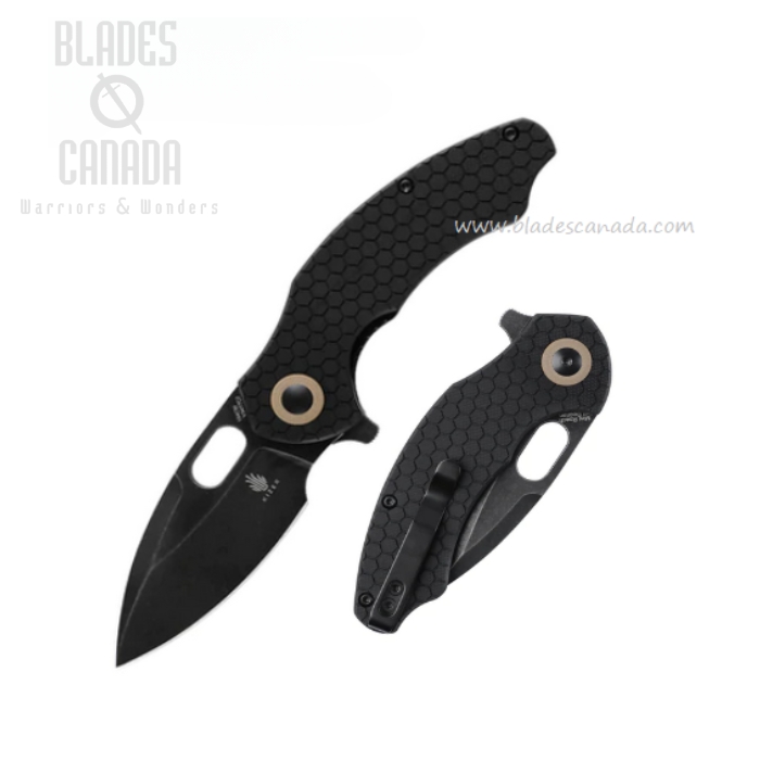 Kizer Mini Roach Flipper Folding Knife, 154CM Black SW, G10 Black, V3477C2