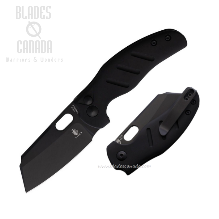Kizer Mini Sheepdog Button Lock Folding Knife, 154CM Black, Aluminum Black, V3488BC2
