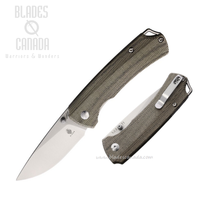 Kizer T1 Folding Knife, 154CM Satin, Micarta Green, V3490C1