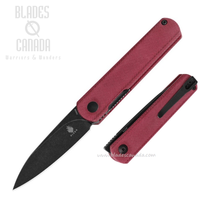 Kizer Feist Folding Knife, 154CM Black SW, Micarta Red, KIV3499C3