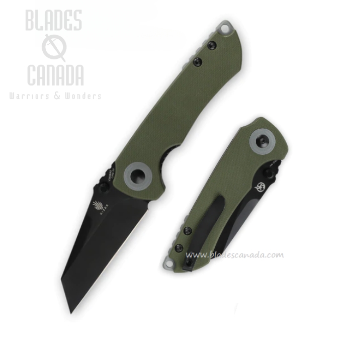 Kizer Mini Critical Folding Knife, CPM 3V Black, G10 Green, V3508A3