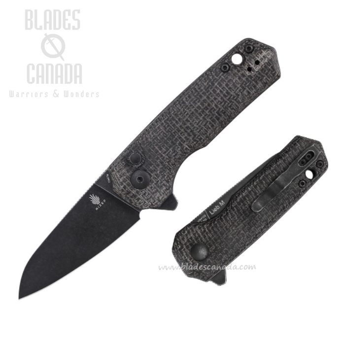 Kizer Lieb M Button Lock Flipper Folding Knife, 154CM Black, Micarta Black, V3541C2