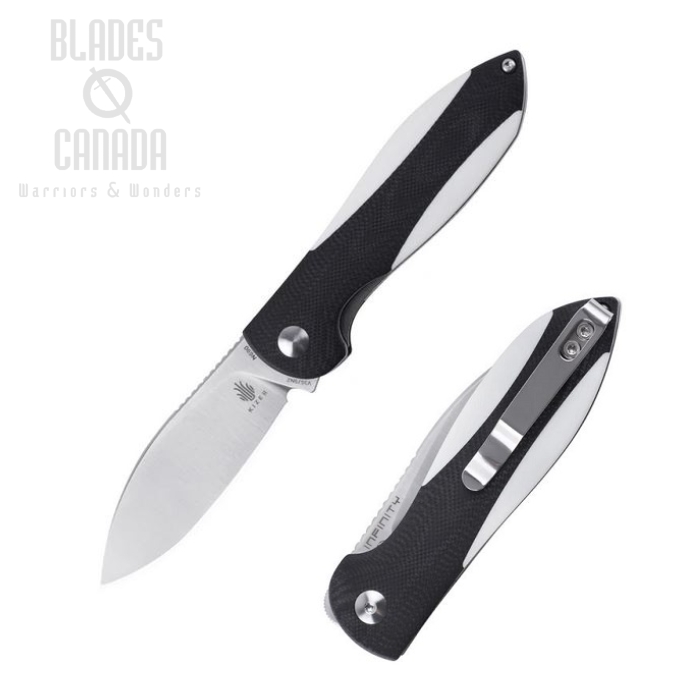 Kizer Vanguard Infinity Flipper Folding Knife, N690, G10 Black/White, V3579N2