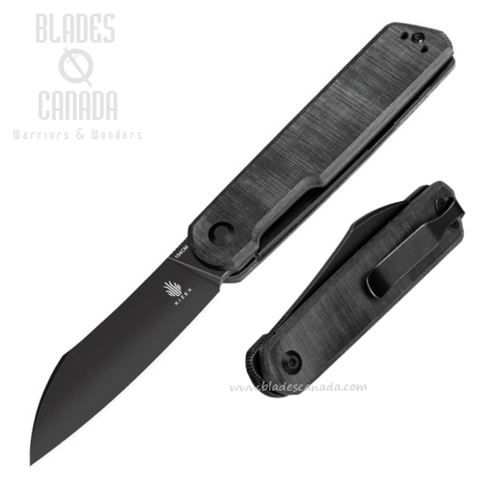 Kizer Klipper Folding Knife, 154CM Black SW, Micarta Black, KIV3580C2