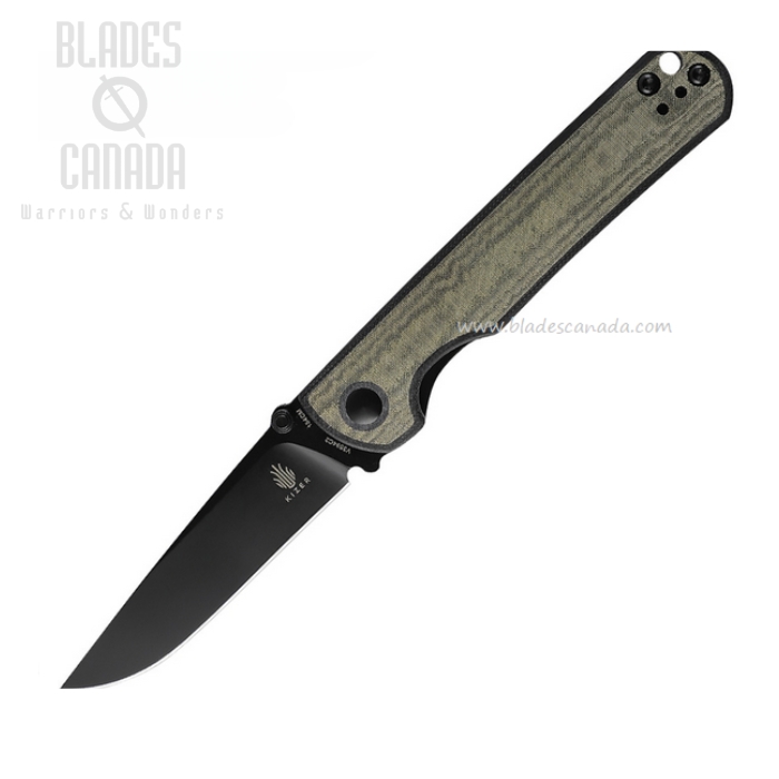 Kizer Rapids Folding Knife, 154CM Black, Micarta/G10 Green, V3594C2