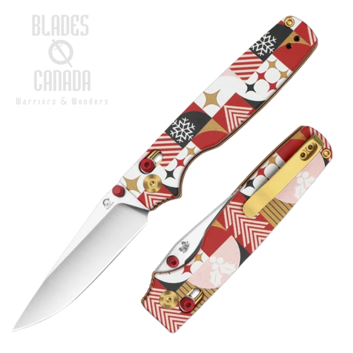 Kizer Christmas Original 2 Clutch Lock Folding Knife, 14C28N Blast, G10 Red/White, V3605.2MC1