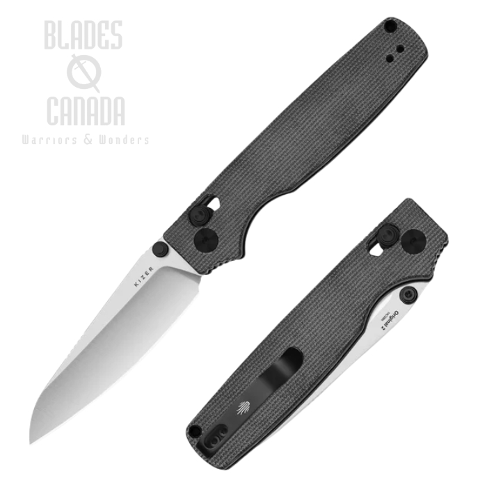 Kizer Original 2 Clutch Lock Folding Knife, 14C28N Satin, Micarta Black, V3605.2SA1