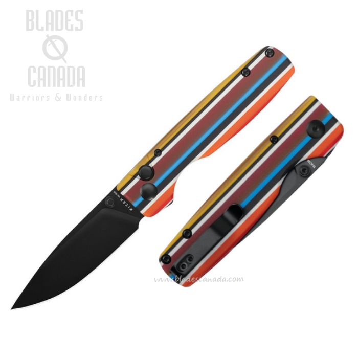 Kizer Original Button Lock Folding Knife, 154CM Black SW, G10 Serape, V3605C1