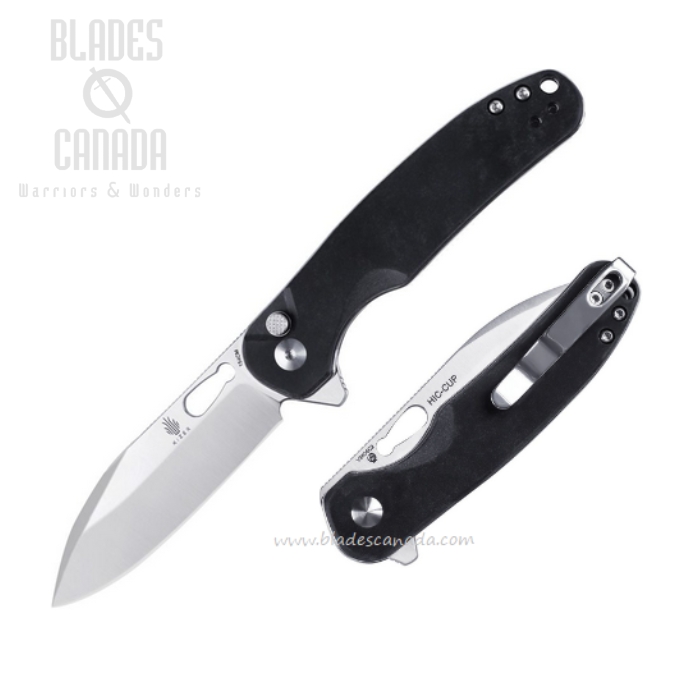 Kizer Azo HIC-CUP Button Lock Folding Knife, 154CM, Richlite Black, V3606C2