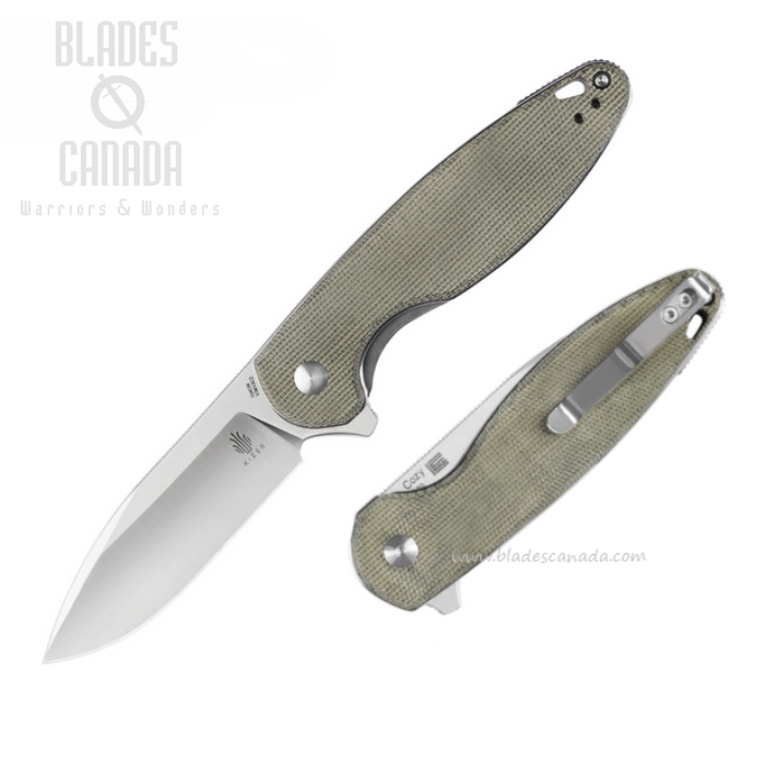 Kizer Cozy Flipper Folding Knife, 154CM Satin, Micarta Green, V3613C2