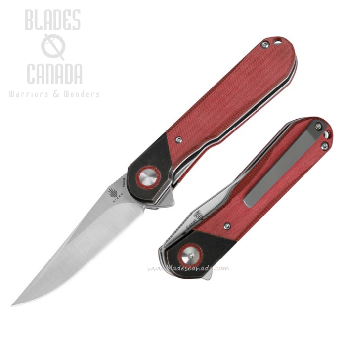 Kizer Comet Flipper Folding Knife, 154CM Satin, Micarta Red, KIV3614C4