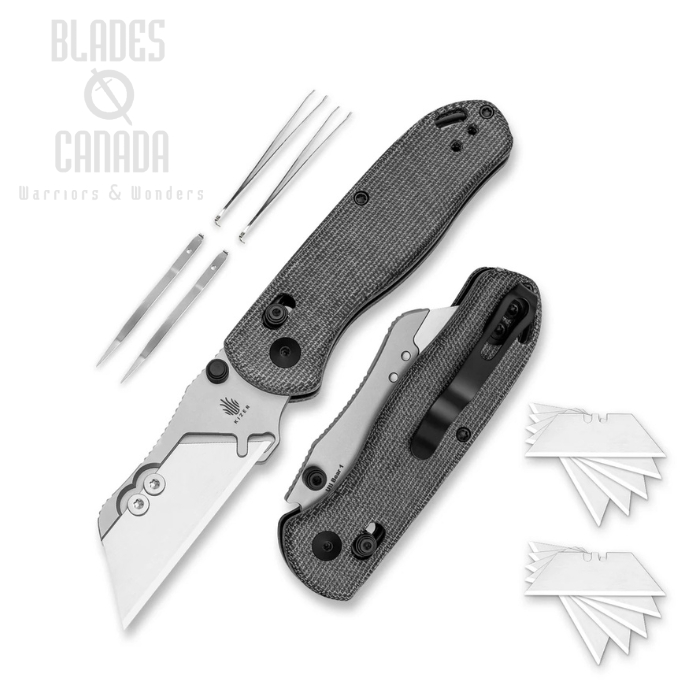 Kizer Drop Bear Utility Clutch Lock Folding KNife, SK5/50CR15MOV Replaceable Blades, Micarta Black, V3619JA3