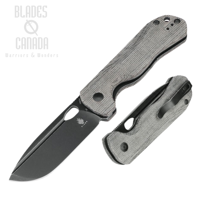 Kizer Bugai Folding Knife, CPM 3V Black SW, Micarta Black, V3627A1