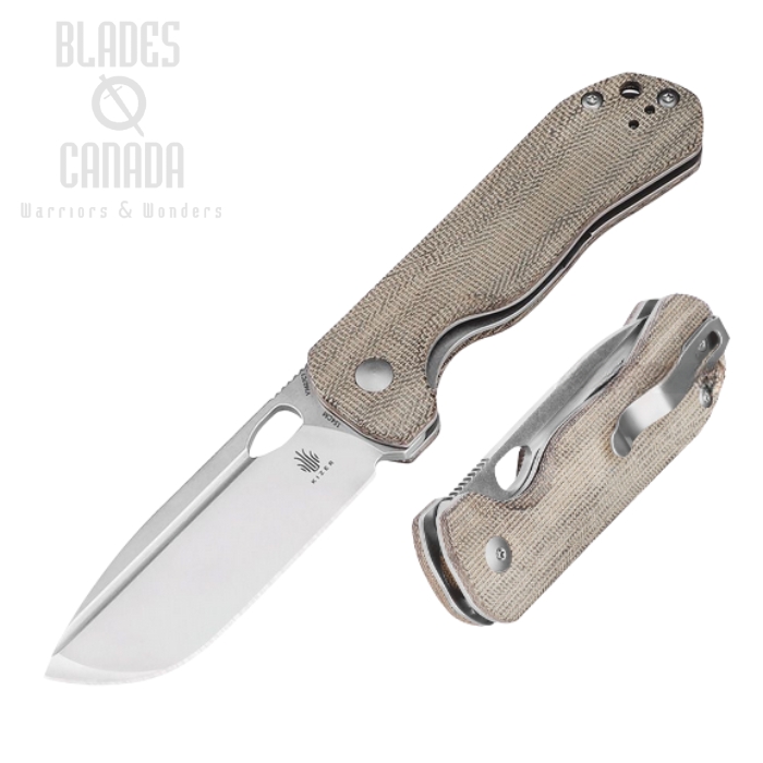 Kizer Bugai Folding Knife, 154CM Stonewash, Micarta Green, V3627C1