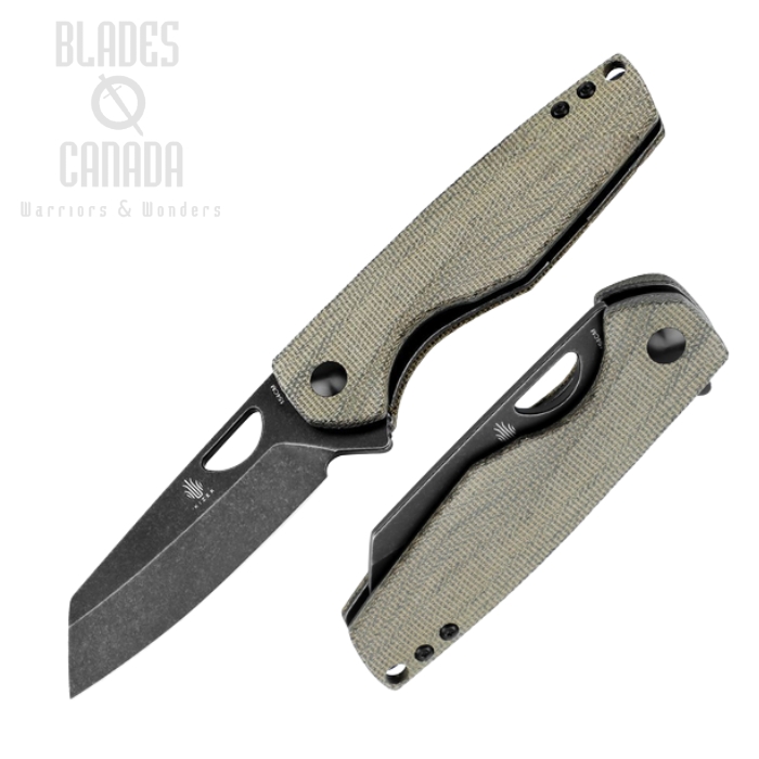 Kizer Sparrow Flipper Folding Knife, 154CM Black SW, Micarta Green, KIV3628C2