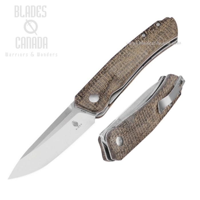 Kizer Agressor Folding Knife, 154CM SW, Micarta Brown Burlap, V3629C1