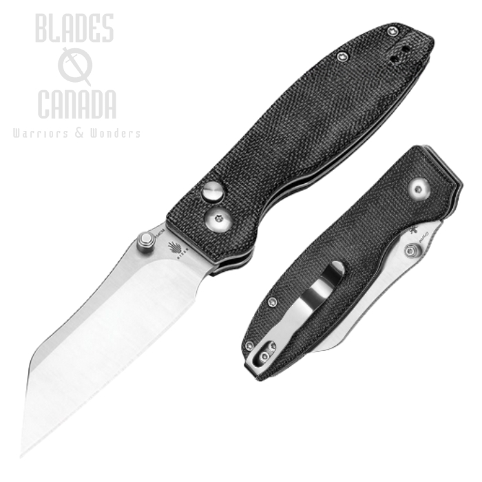 Kizer Cryptid Button Lock Folding Knife, 154CM Satin, Micarta Black, V3657C1