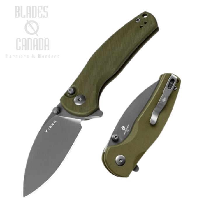 Kizer Mini Grouper Flipper Folding Knife, D2 Steel, G10, Button Linerlock, KIV3669A3