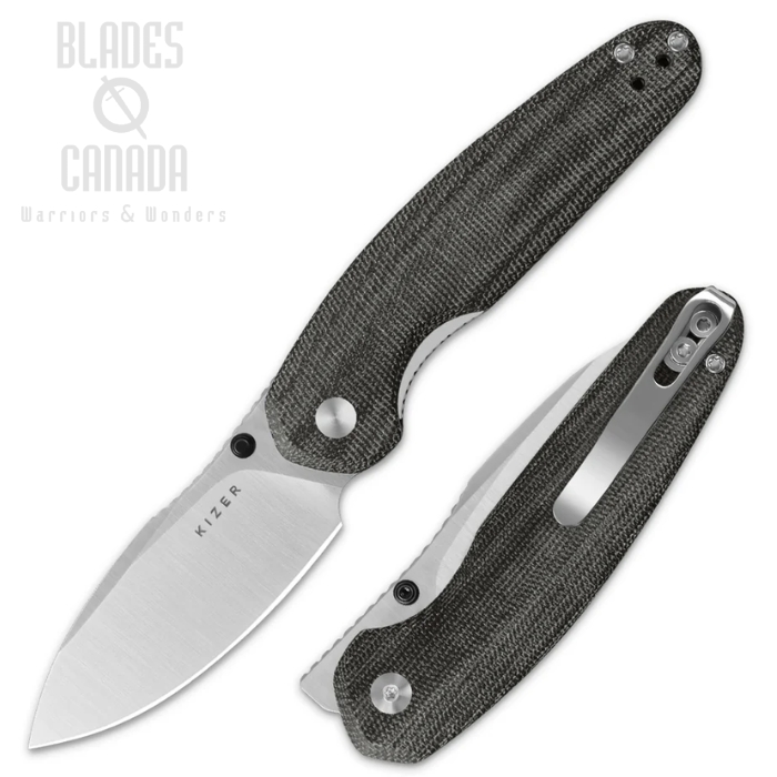 Kizer Meteora Folding Knife, Nitro-V Satin, Micarta Black, V3730A1 Kizer Meteora Folding Knife, Nitro-V Satin, Micarta Black, V3730A1