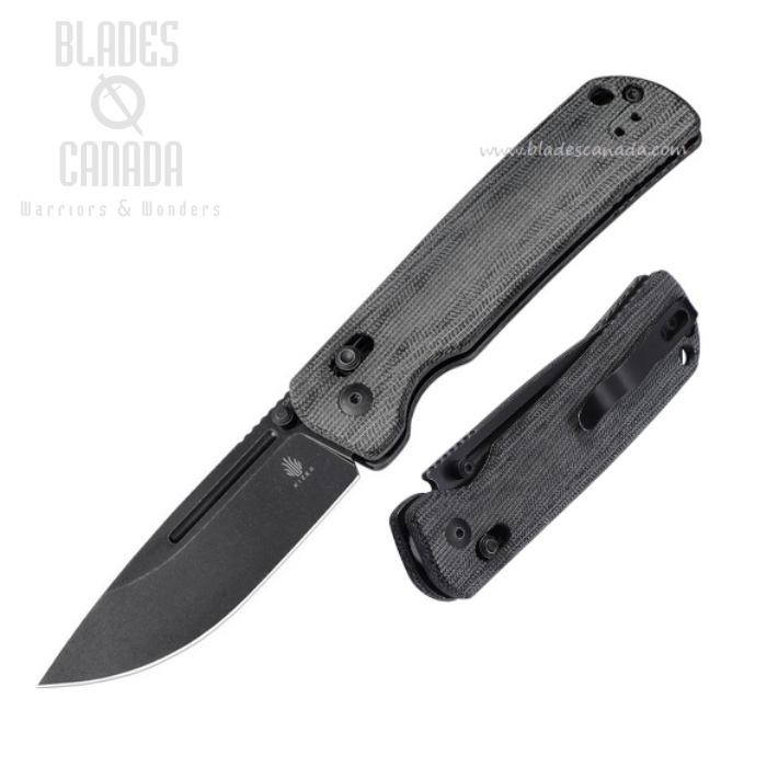 Kizer Escort Clutch Folding Knife, 154CM Black SW, Micarta Black, V4481C3 Kizer Escort Clutch Folding Knife, 154CM Black SW, Micarta Black, V4481C3