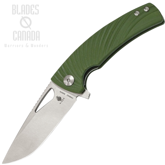 Kizer Vanguard Kyre Flipper Folding Knife, VG10, G10 Green, V4484A2