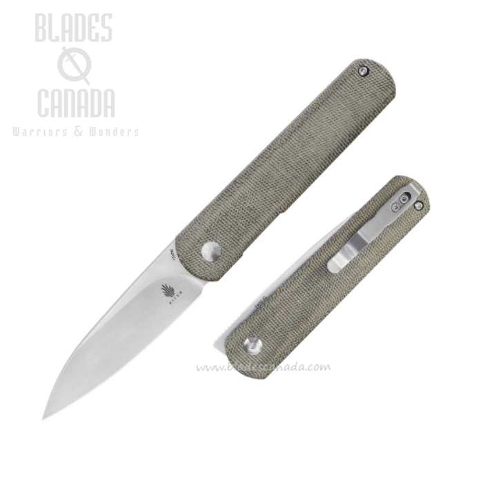 Kizer Feist XL Flipper Folding Knife, 154CM SW, Micarta Green, V4499C1