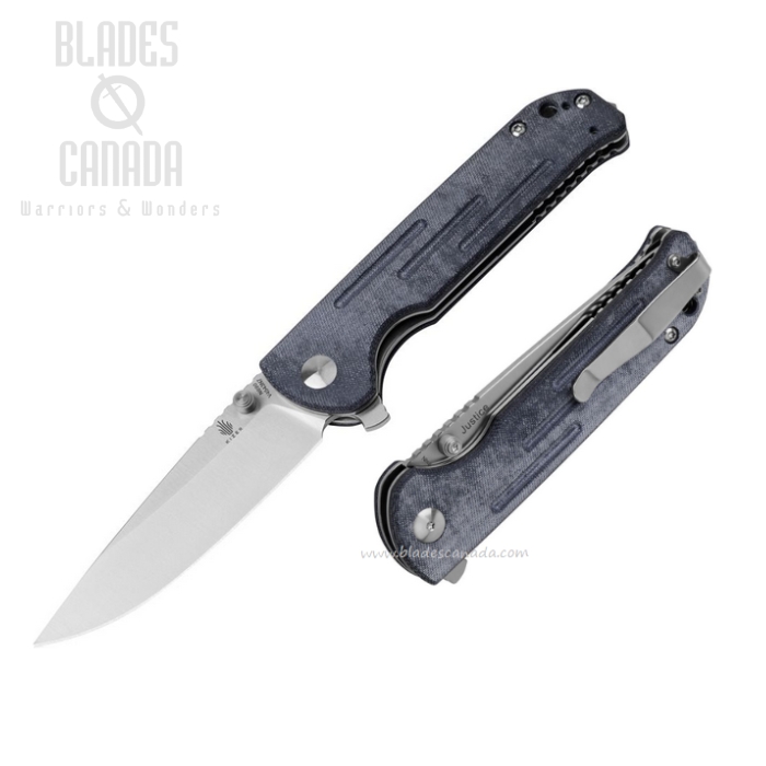 Kizer Justice Flipper Folding Knife, N690 Satin, Micarta Denim, KIV4543N7