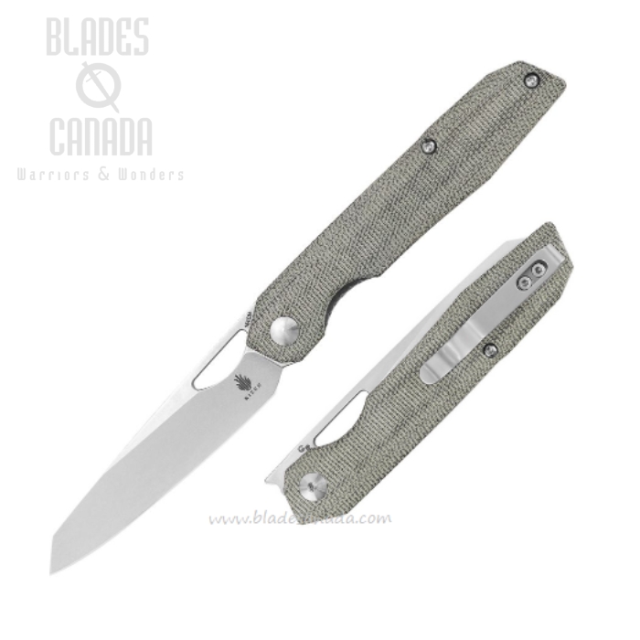 Kizer Genie Flipper Folding Knife, 154CM SW, Micarta Green, V4545C1