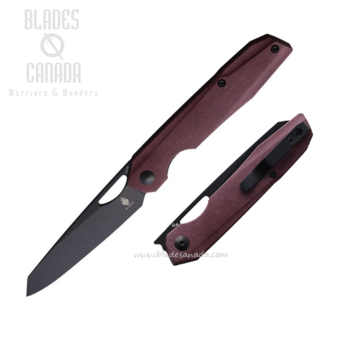 Kizer Genie Flipper Folding Knife, 154CM Black, Richlite Red, V4545C2