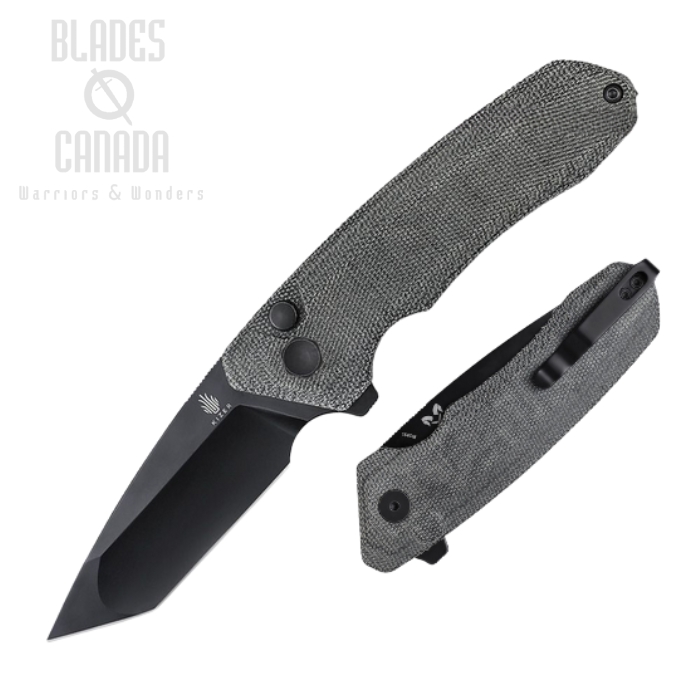 Kizer Mad Tanto Flipper Button Lock Knife, 154CM Black, Micarta Black, V4602C1