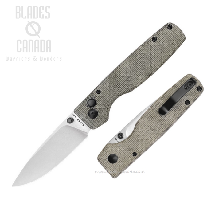 Kizer Original XL Button Lock Folding Knife, 154CM SW, Micarta Green, KIV4605C1