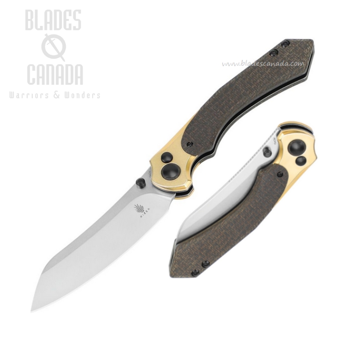 Kizer Clairvoyant Button Lock Folding Knife, 154CM SW, Micarta/Brass, V4626C1