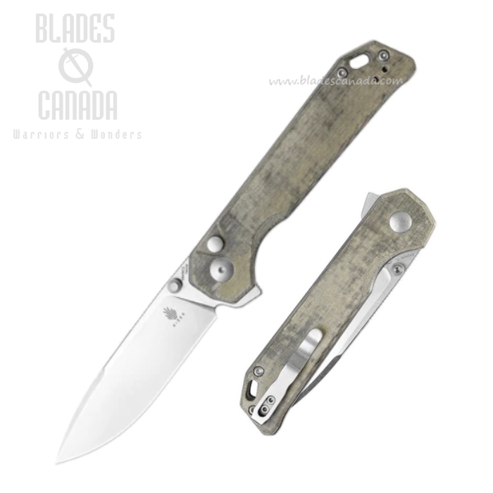 Kizer Begleiter XL FLipper Folding Knife, 154CM, Micarta Green, V5458C2