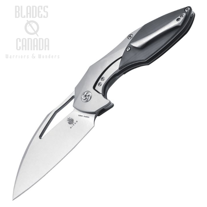 Kizer Megatherium Left Handed Framelock Folding Knife, S35VN, Titanium/CF, 4502L