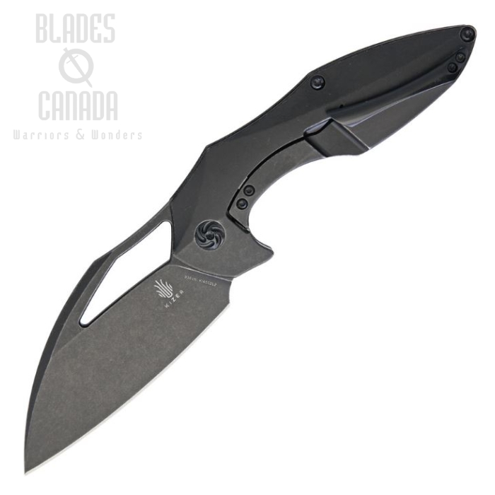 Kizer Megatherium Left Hand Framelock Folding Knife, S35VN SW, Titanium Black, KI4502L2
