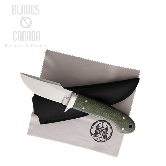 (image for) Komoran Fixed Blade Knife, Micarta Handle, Black Leather Sheath, KO026