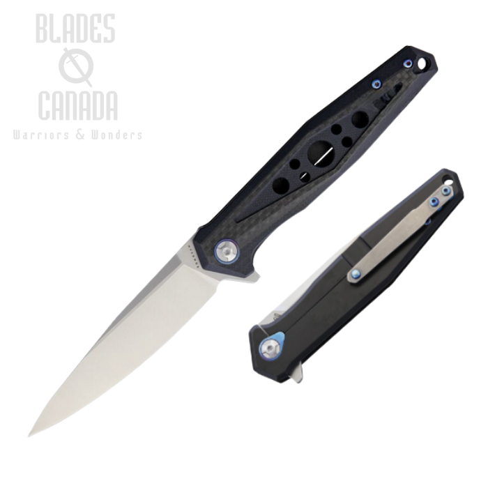 (image for) Komoran Flipper Folding Knife, Stainless Satin, G10/Carbon Fiber, KO027