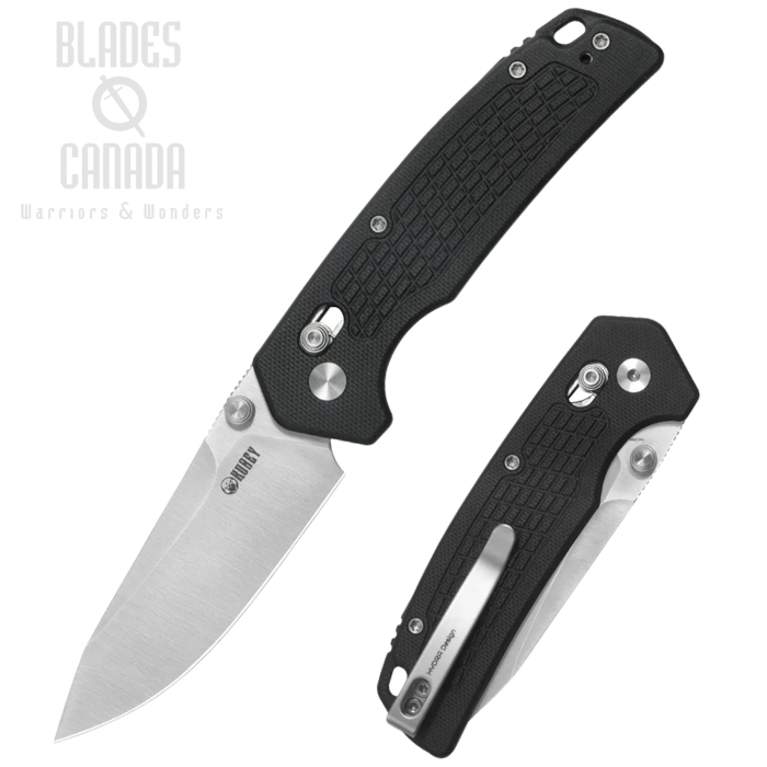(image for) Kubey Freki Crossbar Lock Folding Knife, 14C28N Satin, G10 Black, KU465A